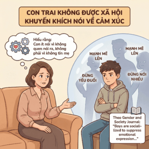 Con trai khép kín, ít nói chuyện với mẹ – Con trai không được xã hội khuyến khích nói về cảm xúc