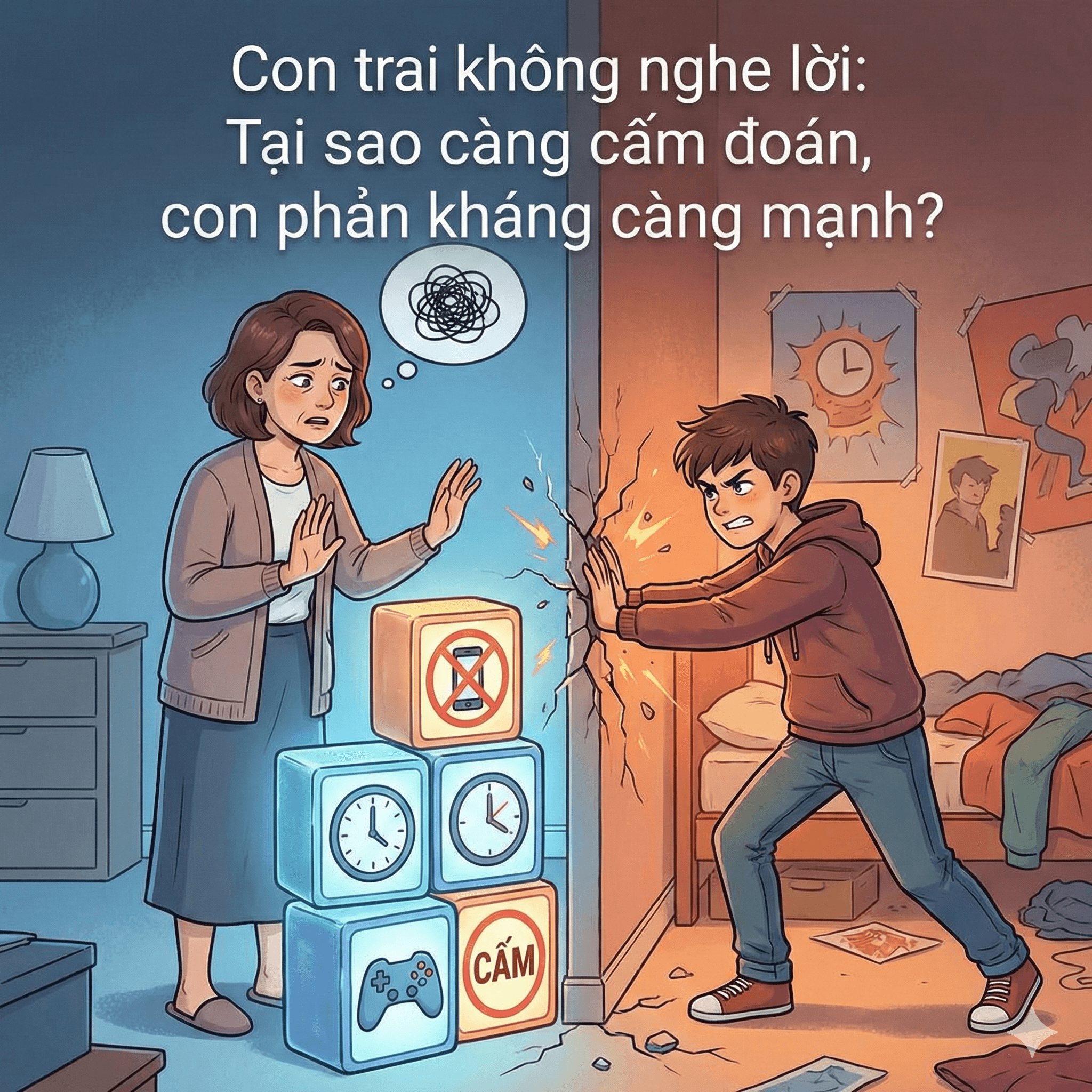 Con trai không nghe lời: Tại sao càng cấm đoán, con phản kháng càng mạnh?