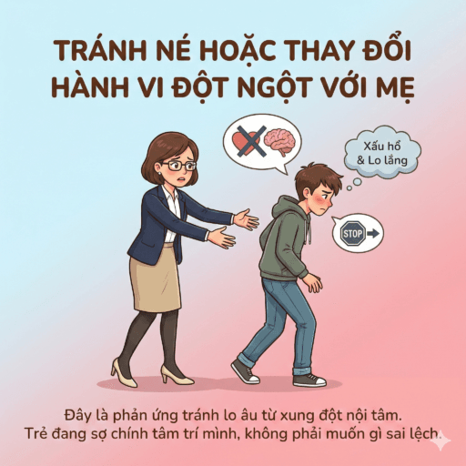 Những hành vi ảo tưởng ở con trai tuổi dậy thì - Tránh né hoặc thay đổi hành vi đột ngột với mẹ