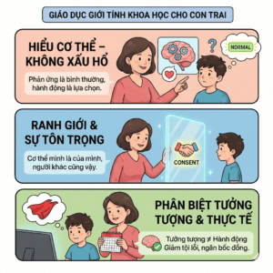 Giáo dục giới tính cho con trai tuổi dậy thì theo góc nhìn khoa học - Giáo dục giới tính khoa học cho con trai bao gồm những nội dung gì?