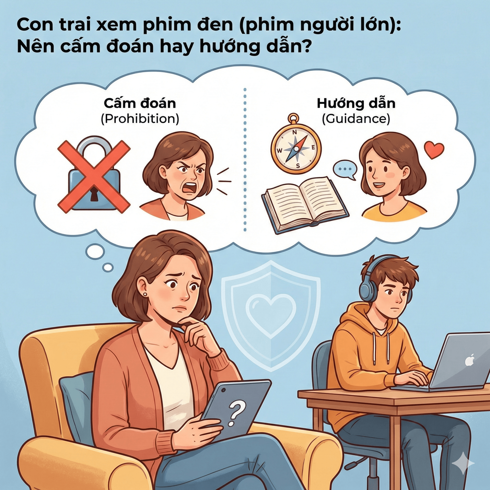 Con trai xem phim đen (phim người lớn): Nên cấm đoán hay hướng dẫn?