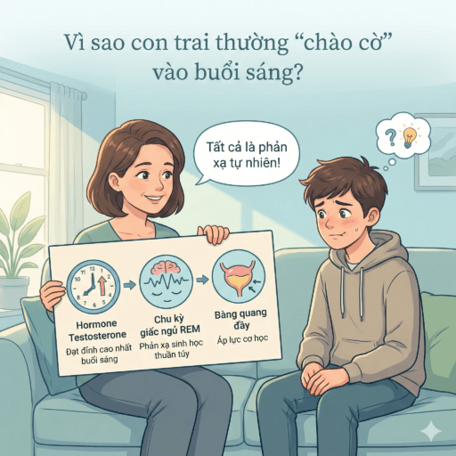 Con trai “chào cờ” buổi sáng - Vì sao con trai thường “chào cờ” vào buổi sáng?