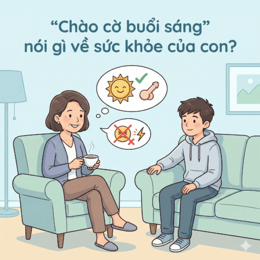 Con trai “chào cờ” buổi sáng - “Chào cờ buổi sáng” nói gì về sức khỏe của con?