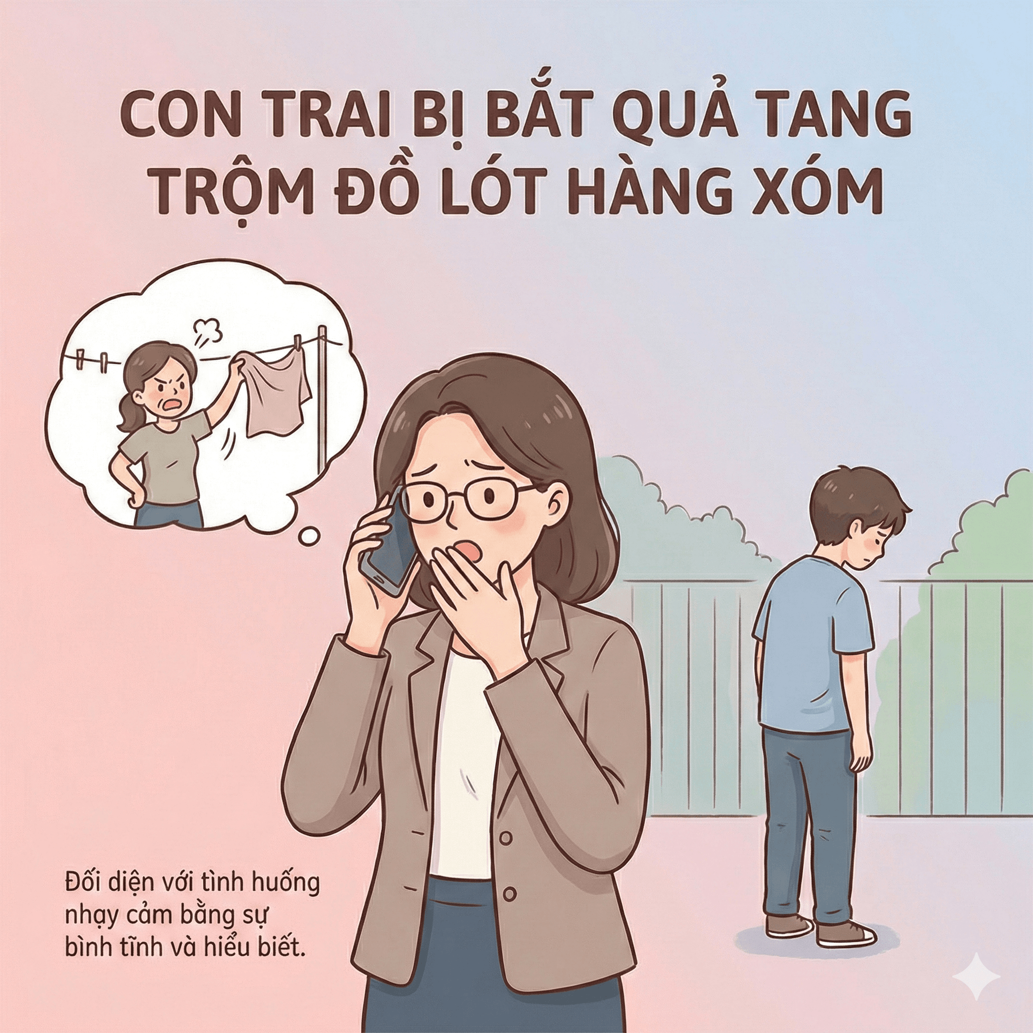Con trai bị bắt quả tang trộm đồ lót hàng xóm