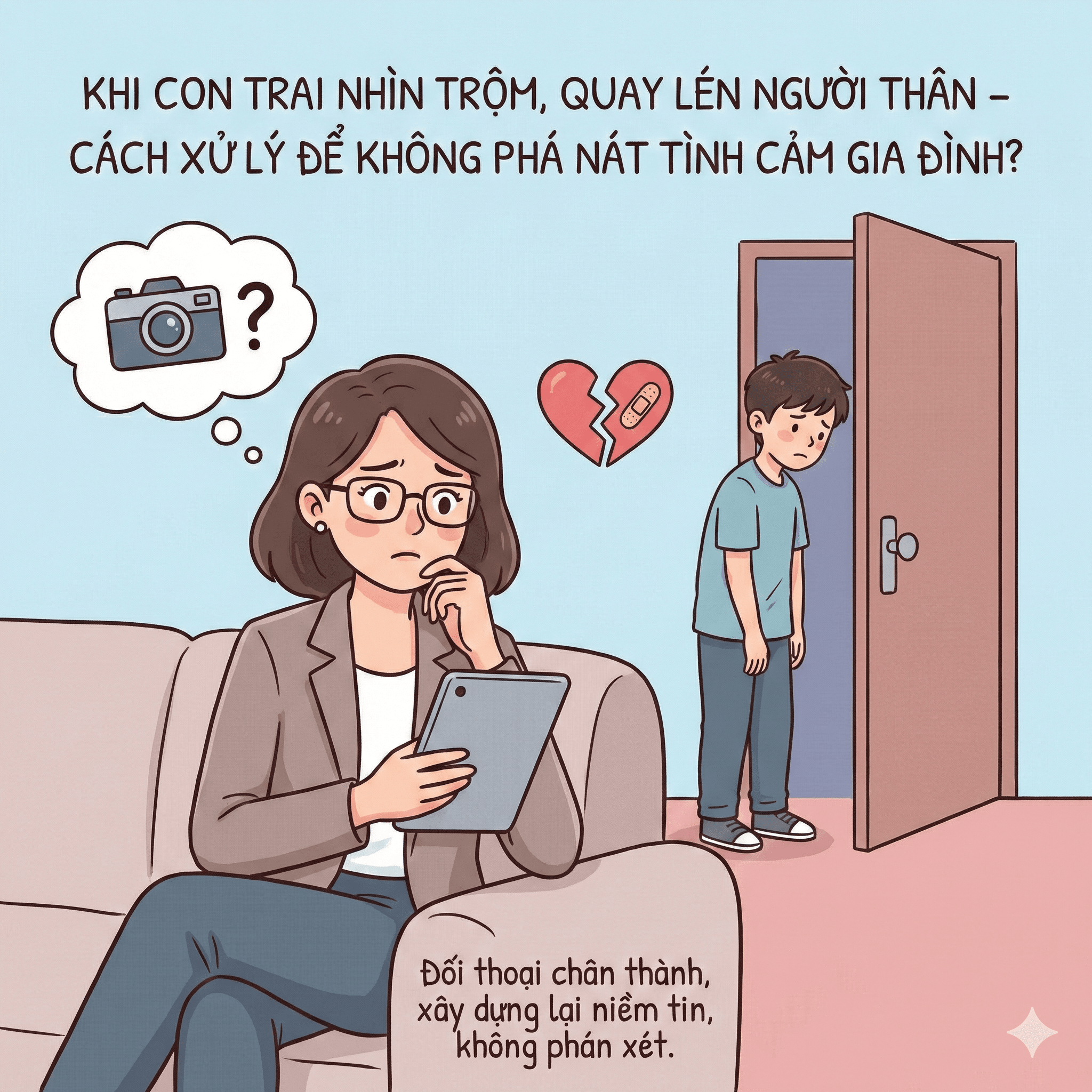 Khi con trai nhìn trộm, quay lén người thân - Cách xử lý để không phá nát tình cảm gia đình?