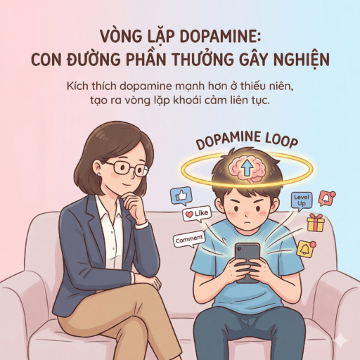 Con trai nghiện điện thoại và cách xử lý của cha mẹ - Dopamine loop (Vòng lặp dopamine - vòng lặp khoái cảm)