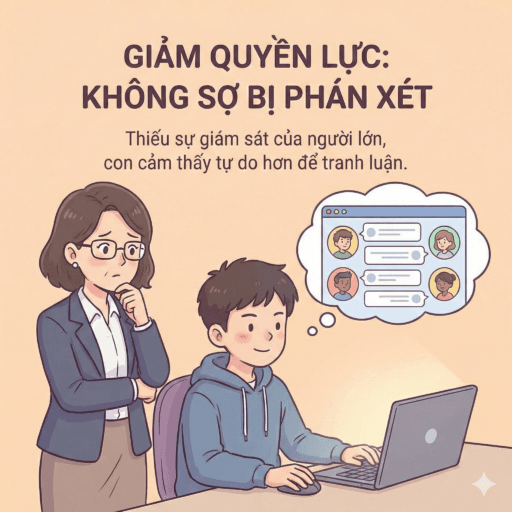 Tại sao con trai rụt rè ngoài đời thật nhưng lại “mạnh miệng” trên mạng xã hội? - Giảm cảm nhận về quyền lực (Minimization of authority)