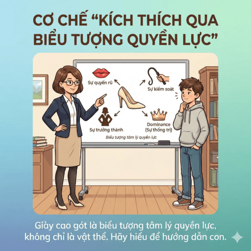 Con trai bị kích thích bởi giày cao gót - Cơ chế “kích thích qua biểu tượng quyền lực”