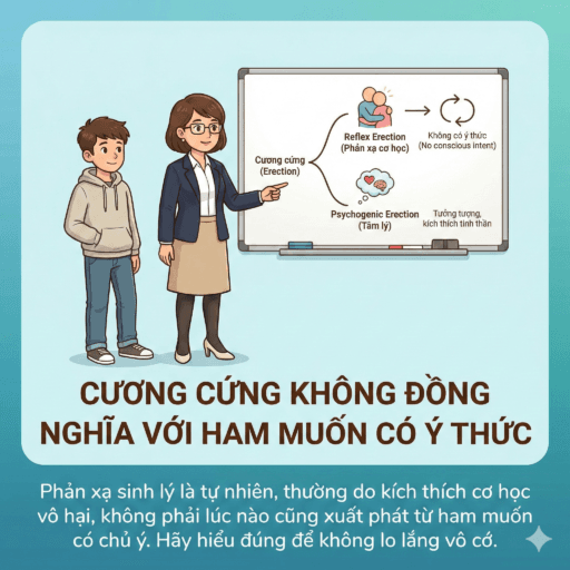 Con trai cương cứng khi ôm mẹ - Cương cứng không đồng nghĩa với ham muốn có ý thức