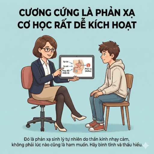 Con trai cương cứng khi ôm mẹ - Cương cứng là phản xạ cơ học rất dễ kích hoạt