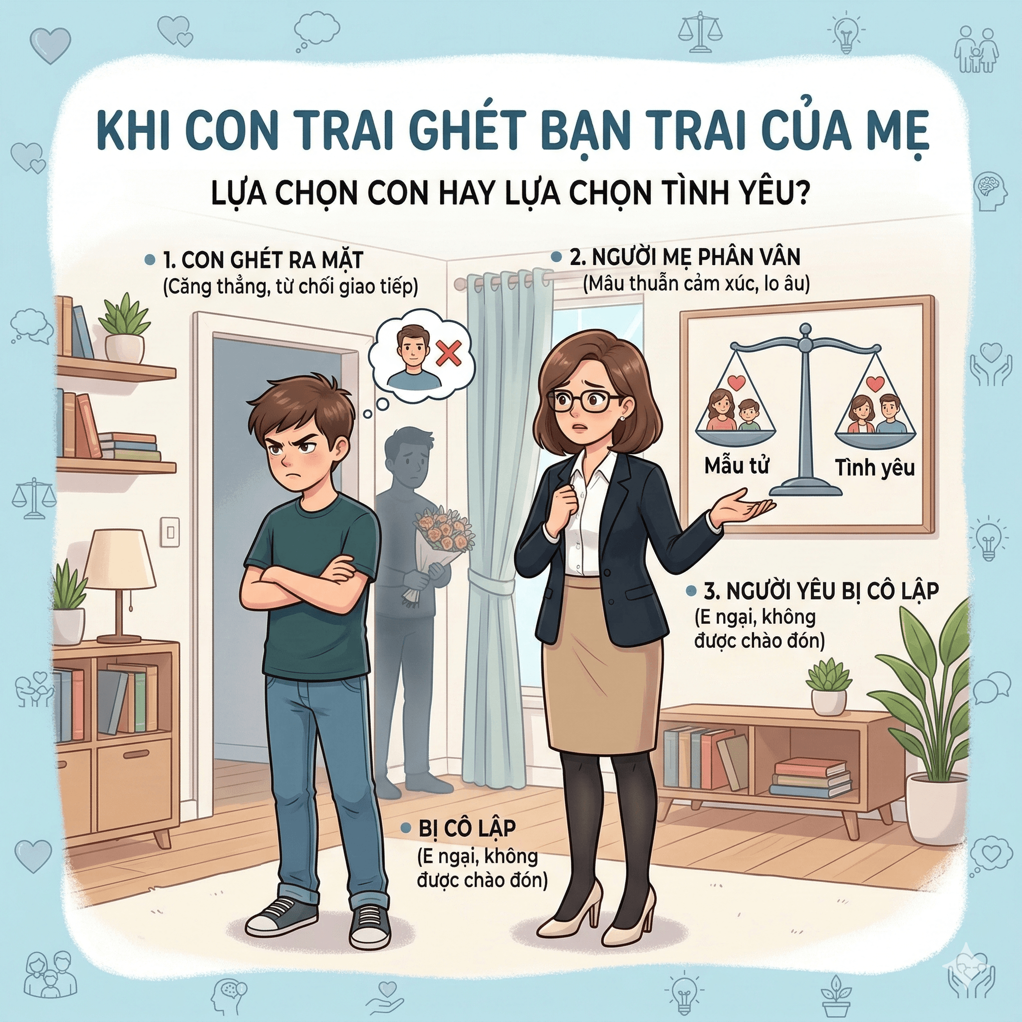 Khi con trai ghét bạn trai của mẹ: Lựa chọn con hay lựa chọn tình yêu?
